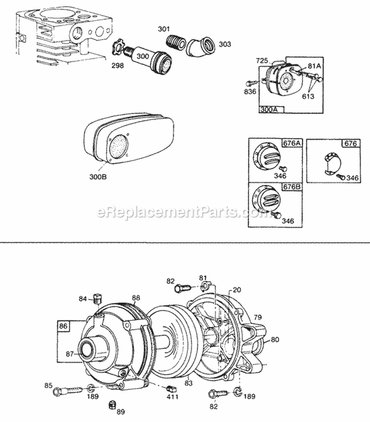 Gear Case MufflersDeflectors Diagram and Parts List for 170402-1730-99  Briggs and Stratton Engine